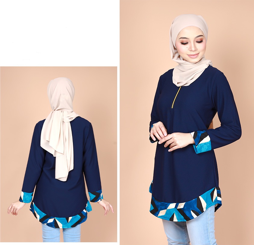 QA-733 MODERN BLOUSE NAVY BLUE