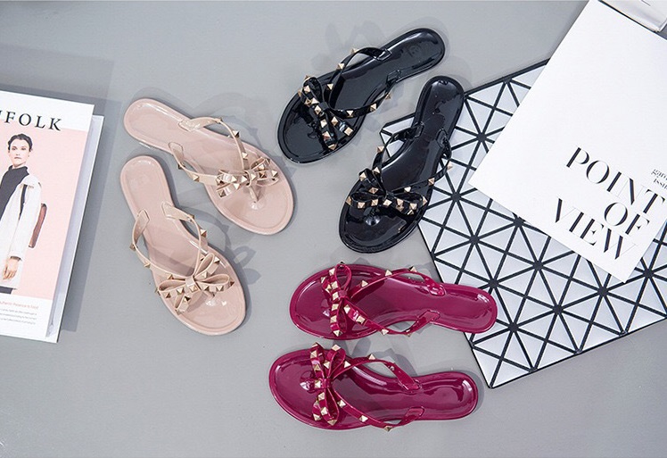 QA-724 RIBBON FLAT SANDAL BLACK