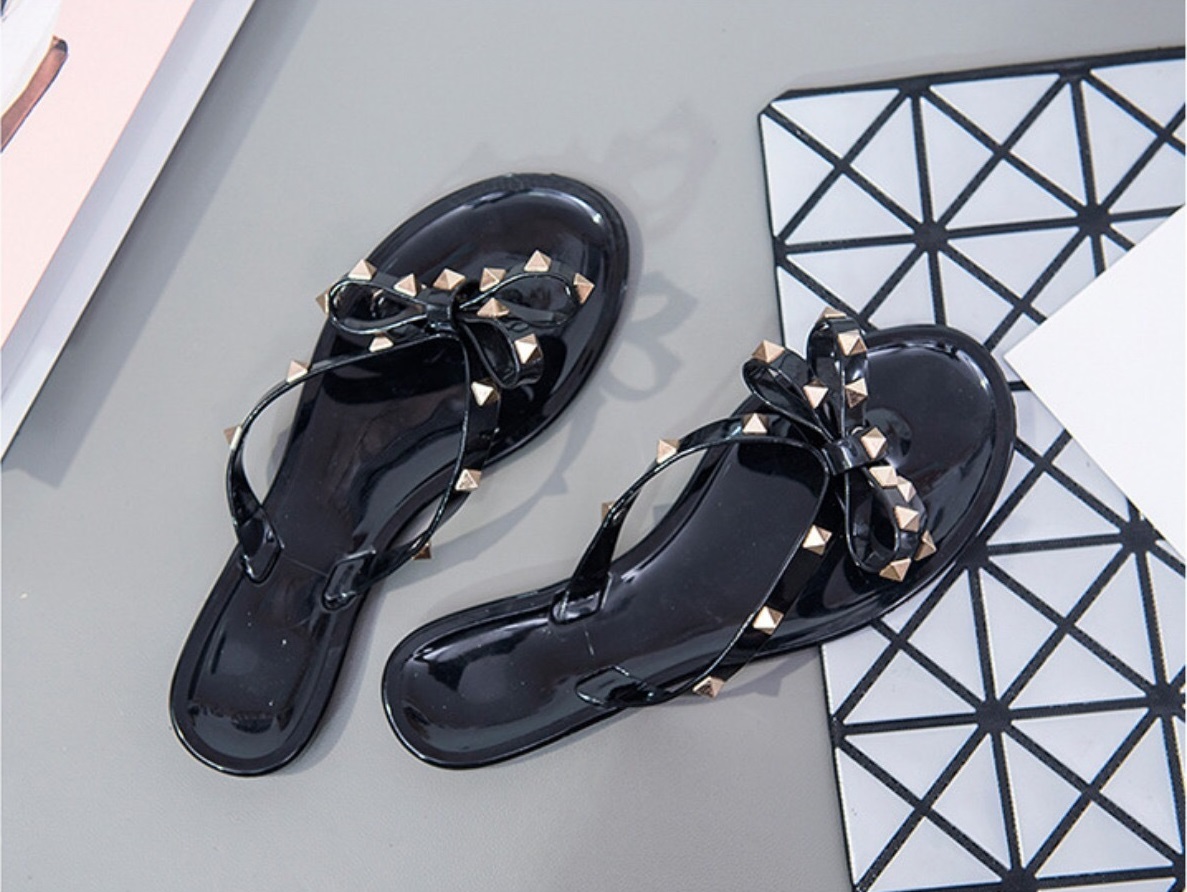 QA-724 RIBBON FLAT SANDAL BLACK