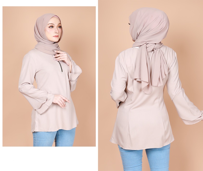 QA-735 BASIC PLAIN BLOUSE KHAKI