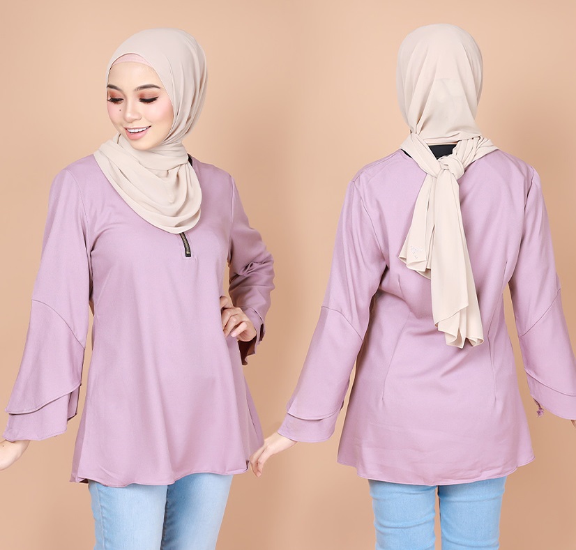 QA-735 BASIC PLAIN BLOUSE LIGHT PURPLE