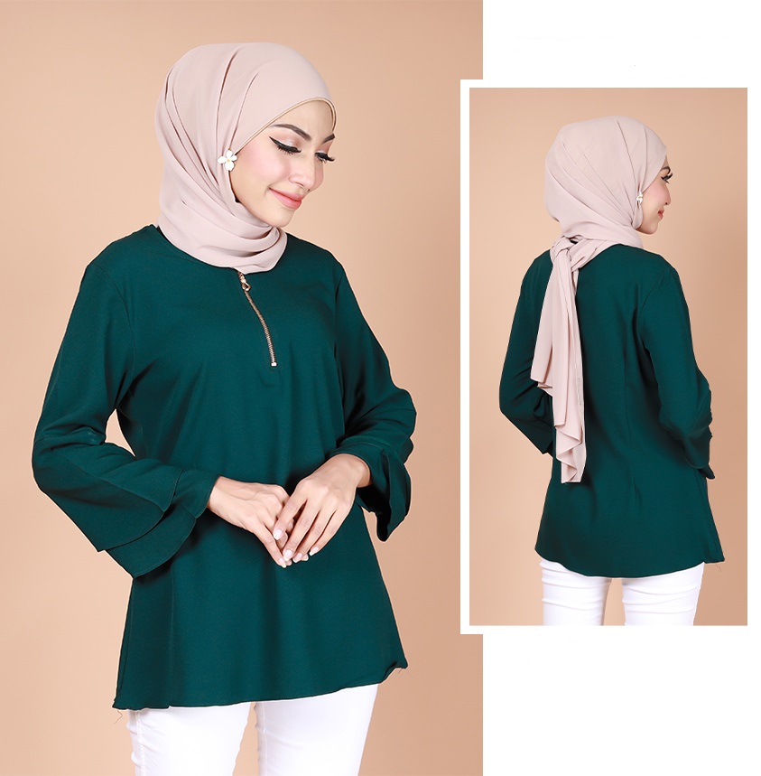 QA-735 BASIC PLAIN BLOUSE GREEN