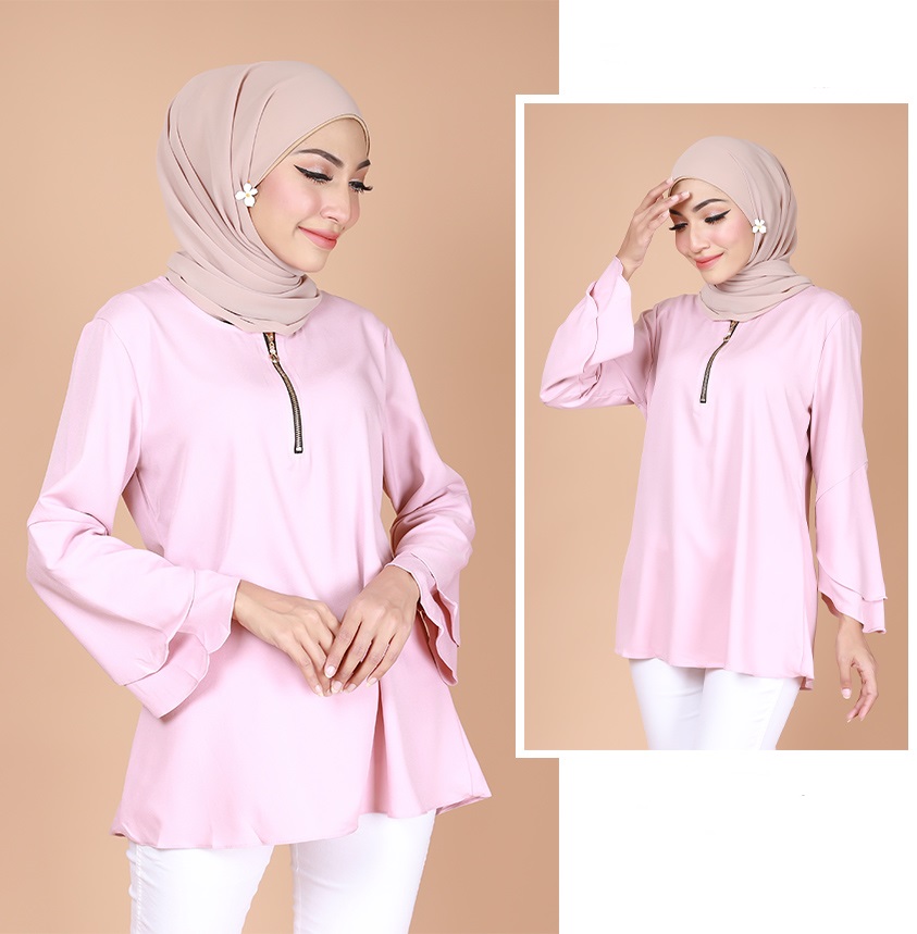 QA-735 BASIC PLAIN BLOUSE LIGHT PINK