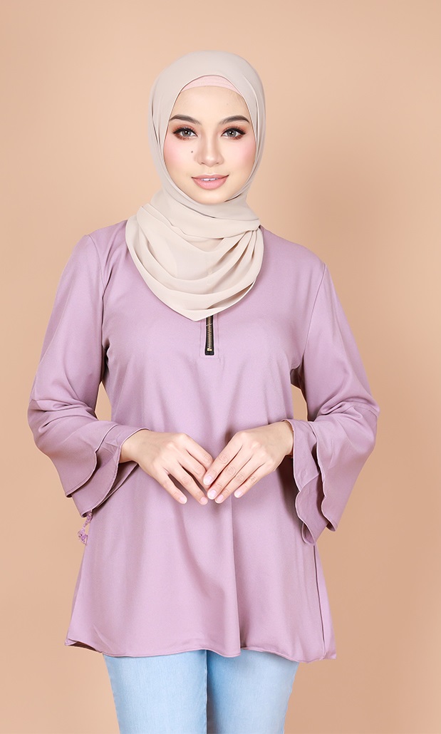 QA-735 BASIC PLAIN BLOUSE LIGHT PURPLE