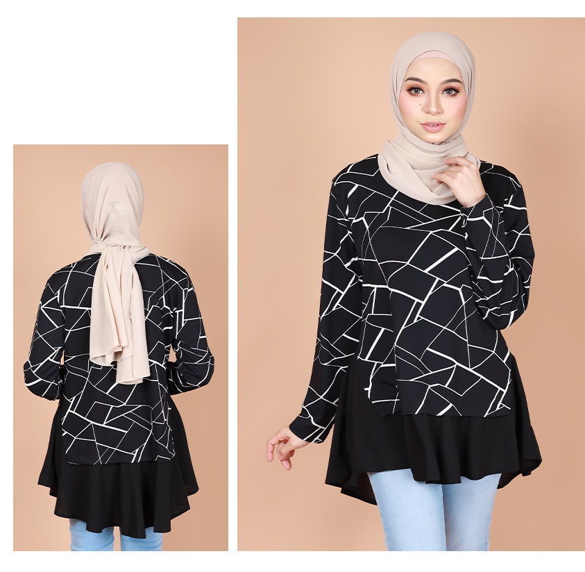 QA-736 WOMEN'S FASHION BLOUSE BLACK