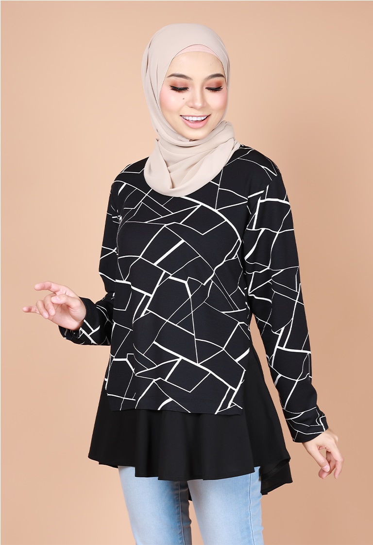 QA-736 WOMEN'S FASHION BLOUSE BLACK