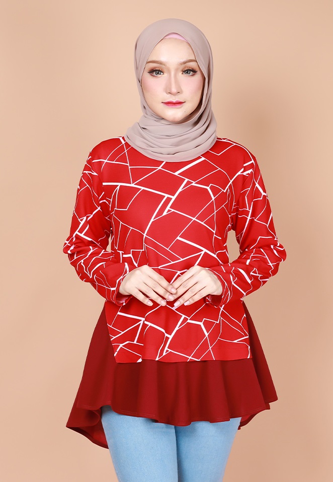 QA-736 WOMEN'S FASHION BLOUSE RED