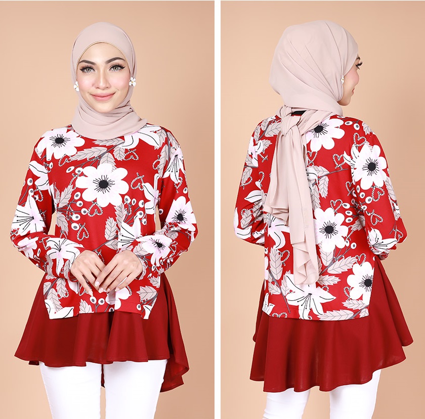 QA-737 CASUAL FLORAL BLOUSE RED