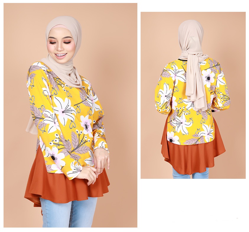 QA-737 CASUAL FLORAL BLOUSE YELLOW