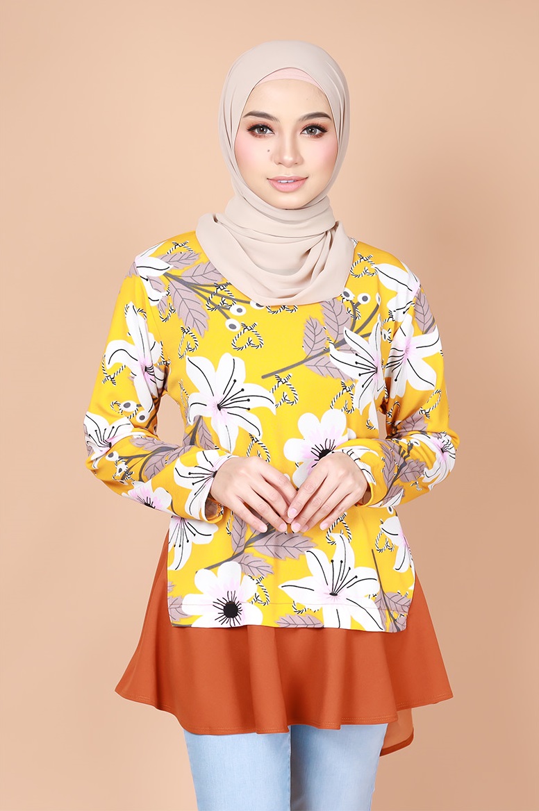 QA-737 CASUAL FLORAL BLOUSE YELLOW