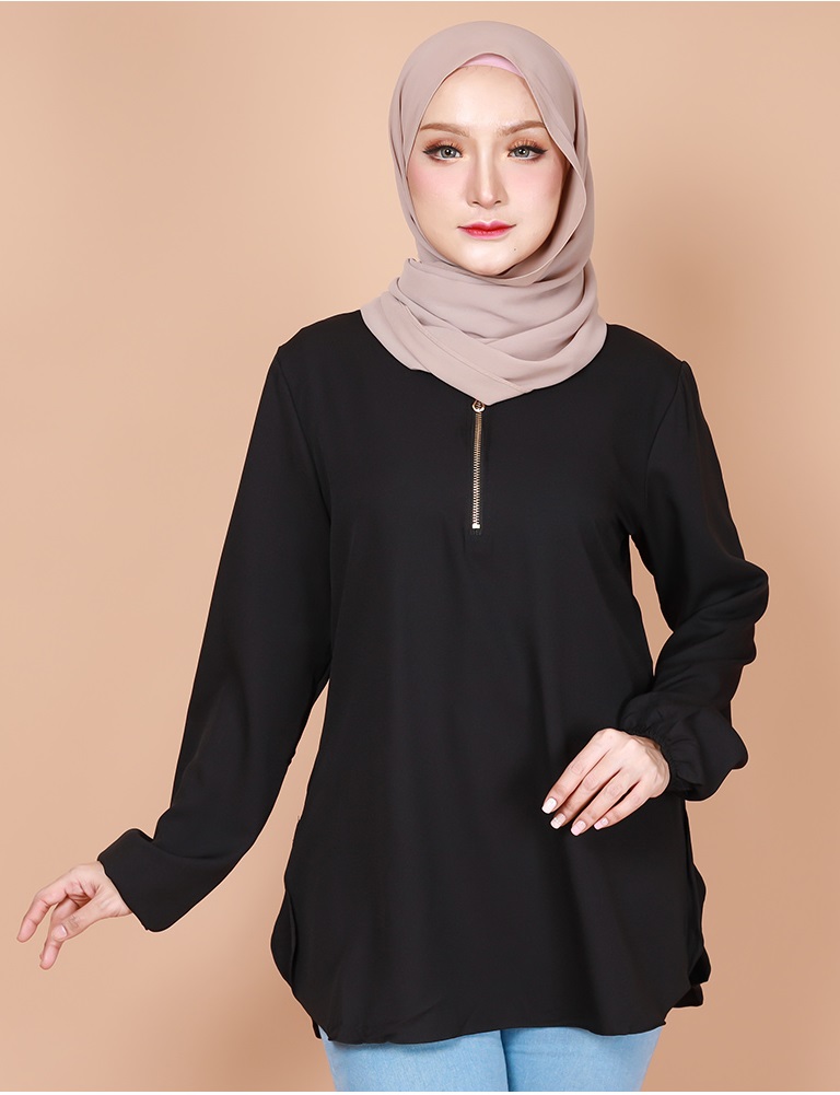 QA-739 LOVELY CASUAL BLOUSE BLACK