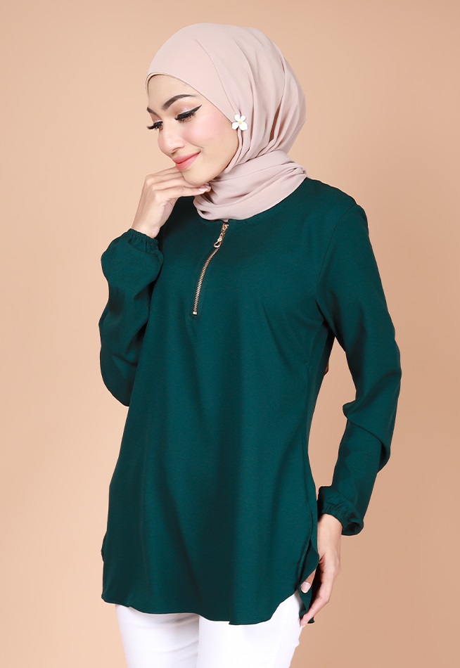 QA-739 LOVELY CASUAL BLOUSE GREEN