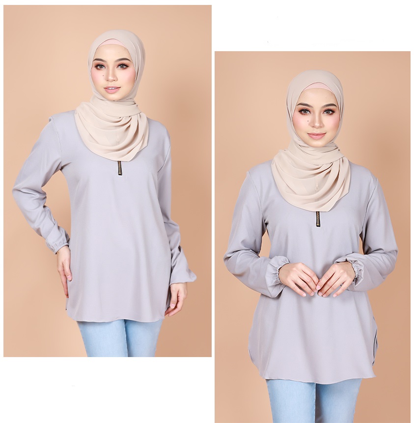 QA-739 LOVELY CASUAL BLOUSE LIGHT GREY