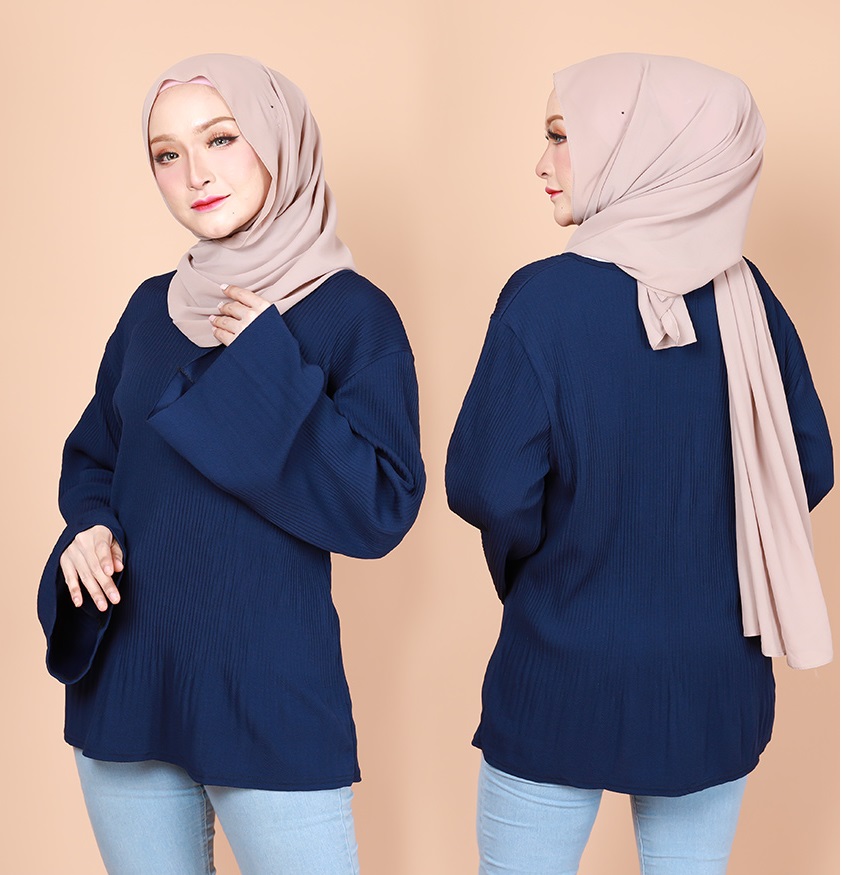 QA-740 WOMEN'S BLOUSE NAVY BLUE