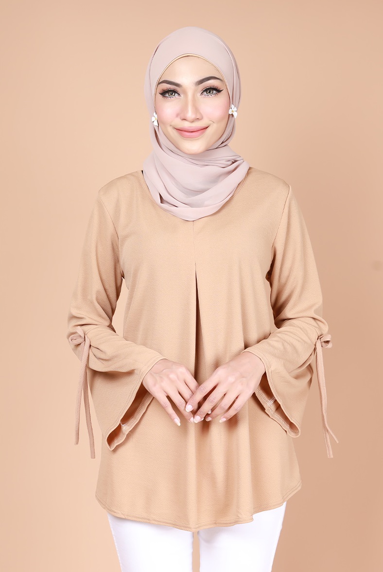 QA-741 CASUAL PLAIN BLOUSE KHAKI