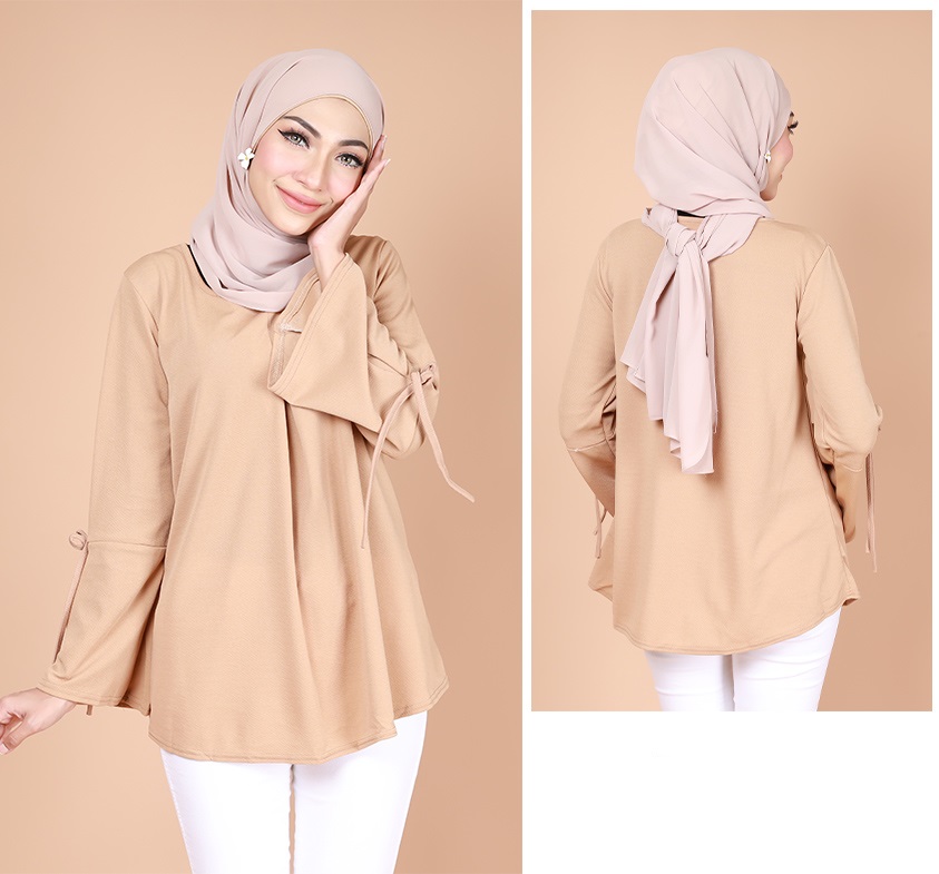 QA-741 CASUAL PLAIN BLOUSE KHAKI