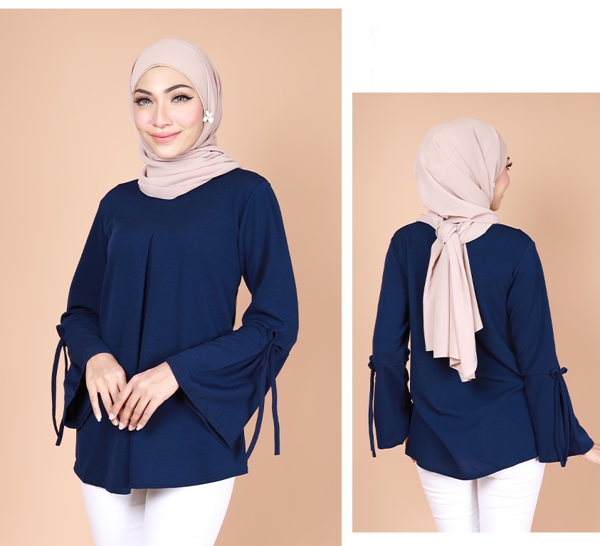 QA-741 CASUAL PLAIN BLOUSE NAVY BLUE