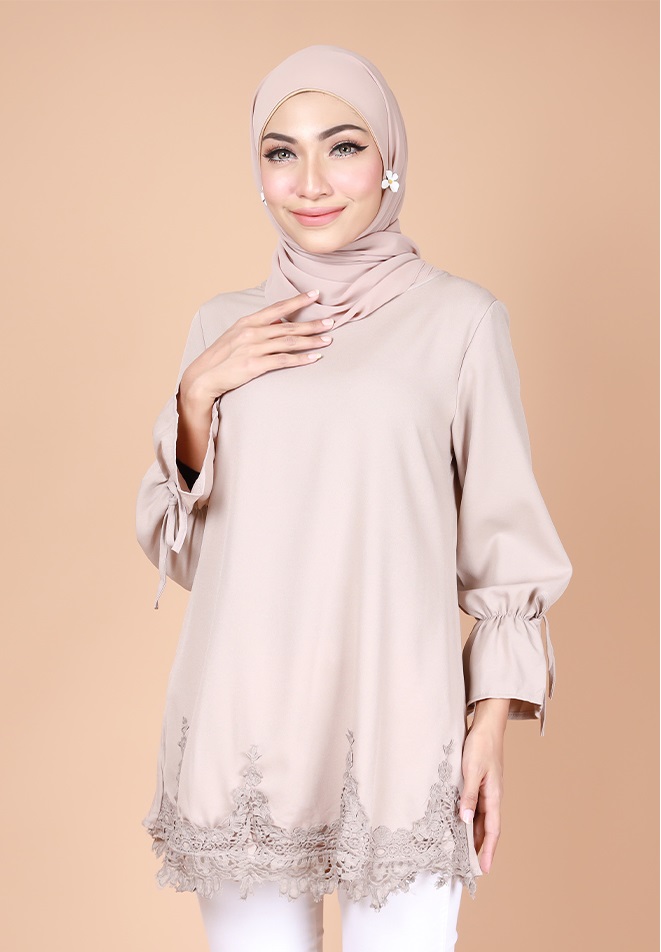 QA-743 PLUS SIZE BLOUSE KHAKI