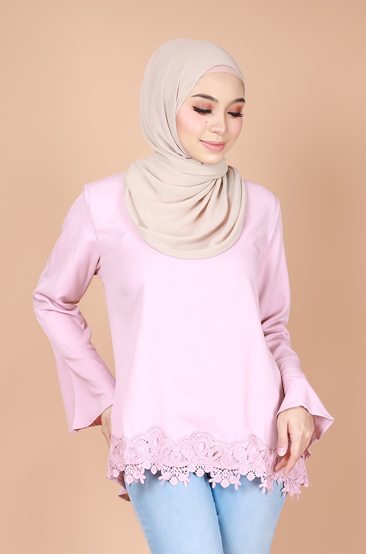 QA-745 FLARE SLEEVES BLOUSE PINK