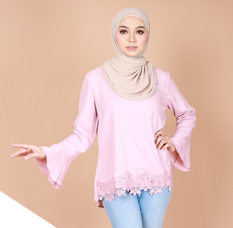 QA-745 FLARE SLEEVES BLOUSE PINK