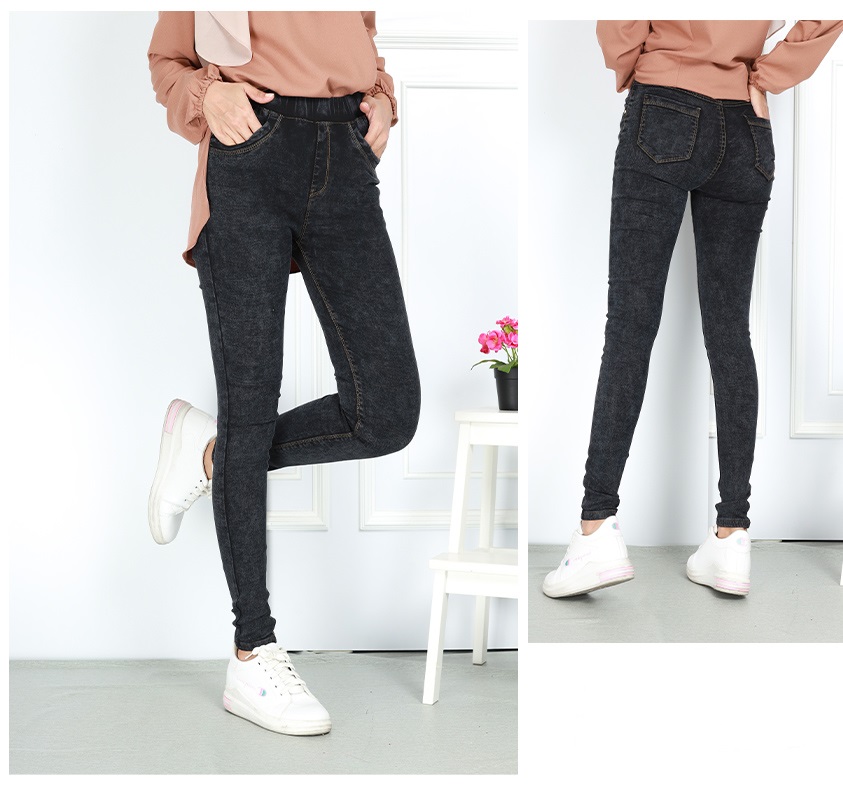 QA-749 ELASTIC DENIM JEANS BLACK