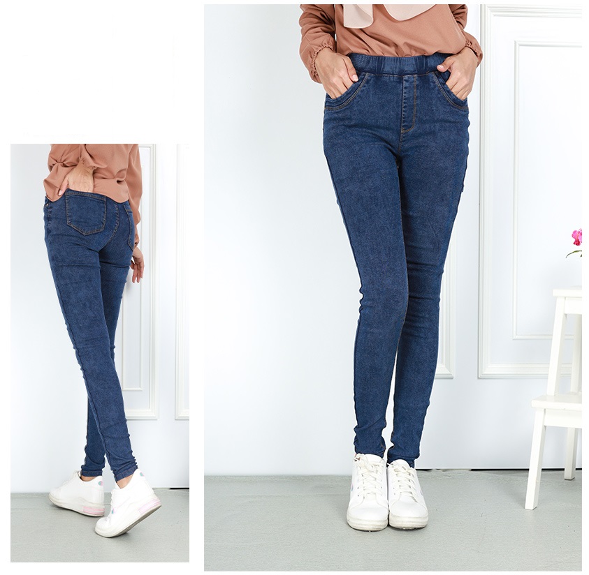 QA-749 ELASTIC DENIM JEANS BLUE