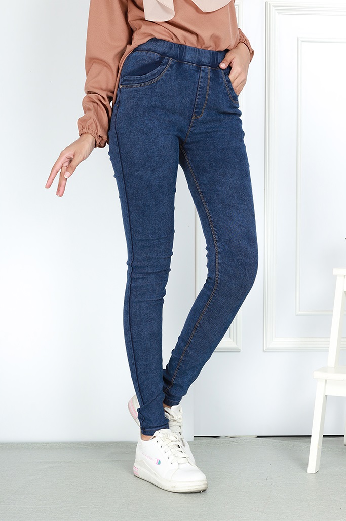 QA-749 ELASTIC DENIM JEANS BLUE