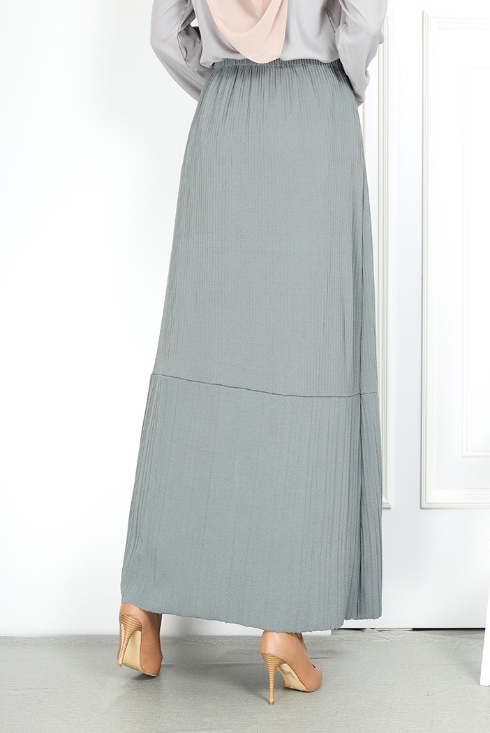 QA-751 PLEATED MAXI SKIRT GREY