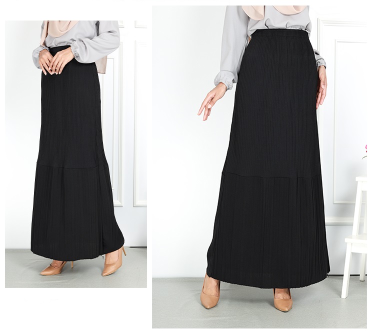 QA-751 PLEATED MAXI SKIRT BLACK