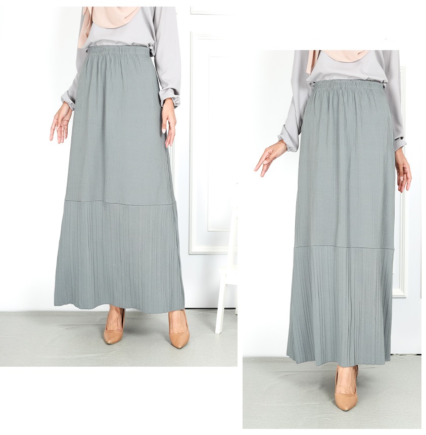 QA-751 PLEATED MAXI SKIRT GREY