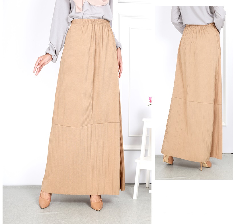 QA-751 PLEATED MAXI SKIRT KHAKI