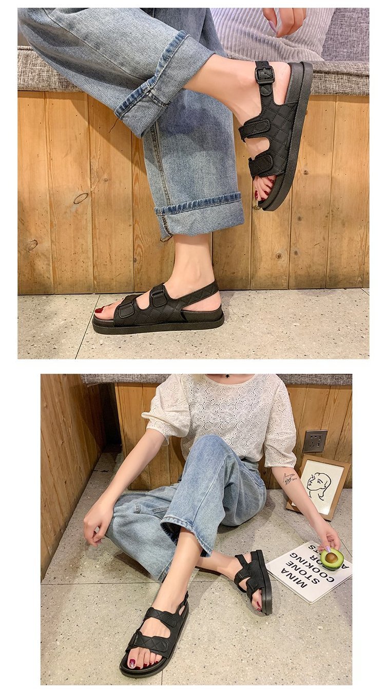 QA-777 BUCKLE FLAT SANDALS BLACK