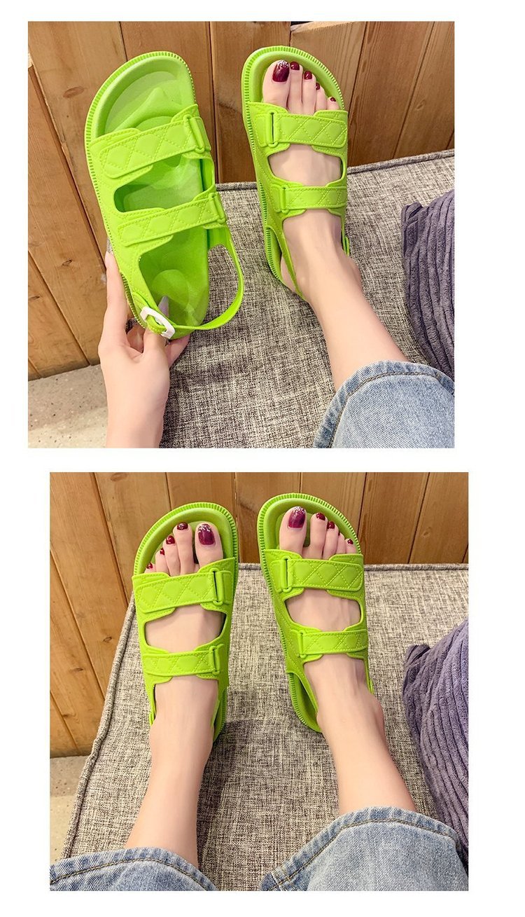 QA-777 BUCKLE FLAT SANDALS GREEN