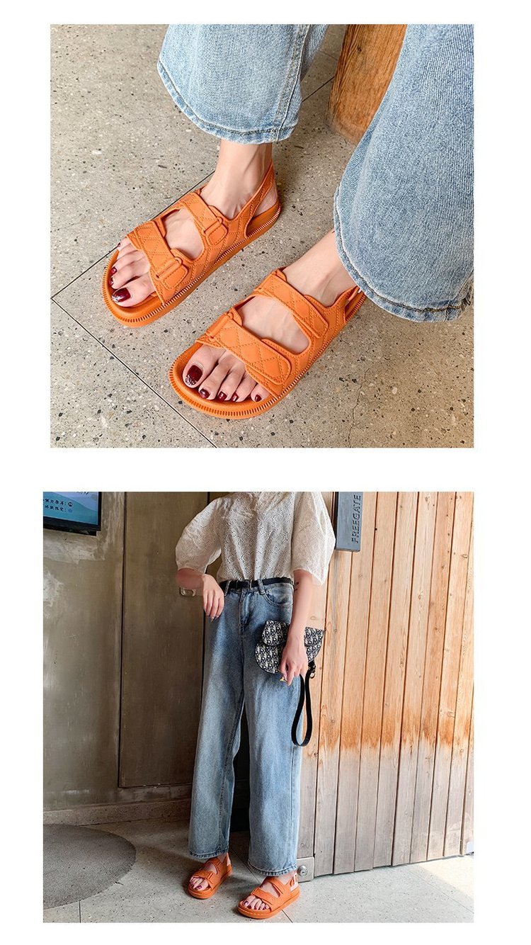 QA-777 BUCKLE FLAT SANDALS ORANGE