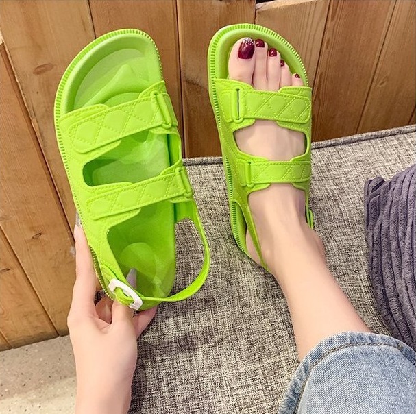 QA-777 BUCKLE FLAT SANDALS GREEN