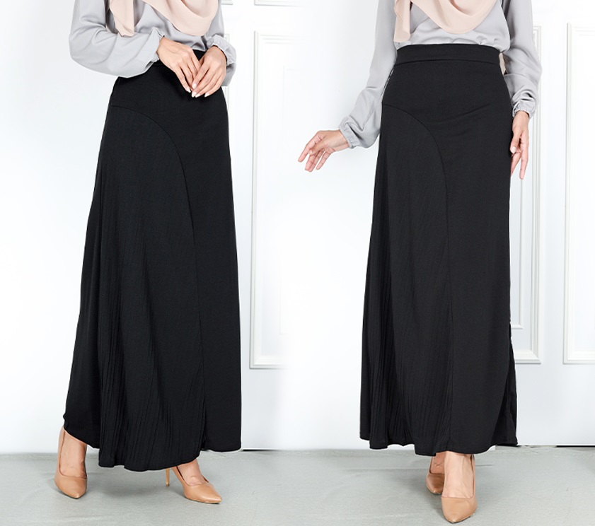 QA-756 WOMEN'S MAXI SKIRT BLACK