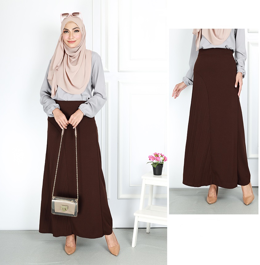 QA-756 WOMEN'S MAXI SKIRT BROWN