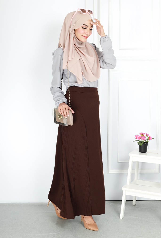 QA-756 WOMEN'S MAXI SKIRT BROWN