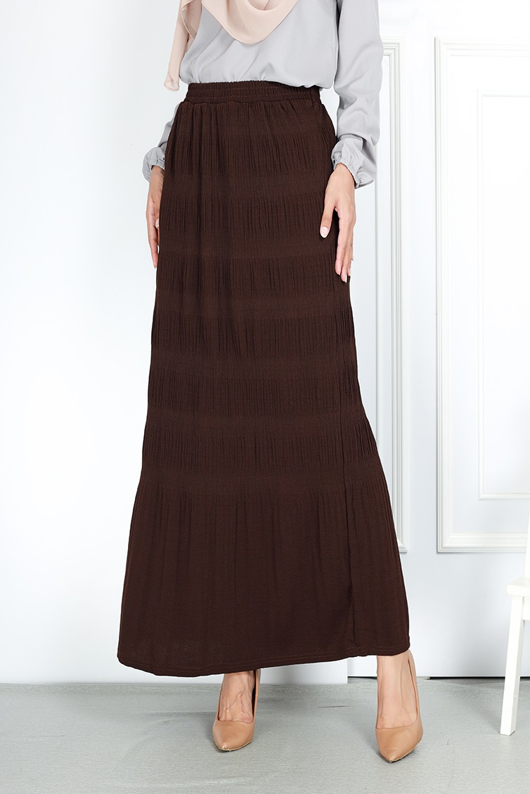 QA-758 WOMEN'S LONG SKIRT BROWN