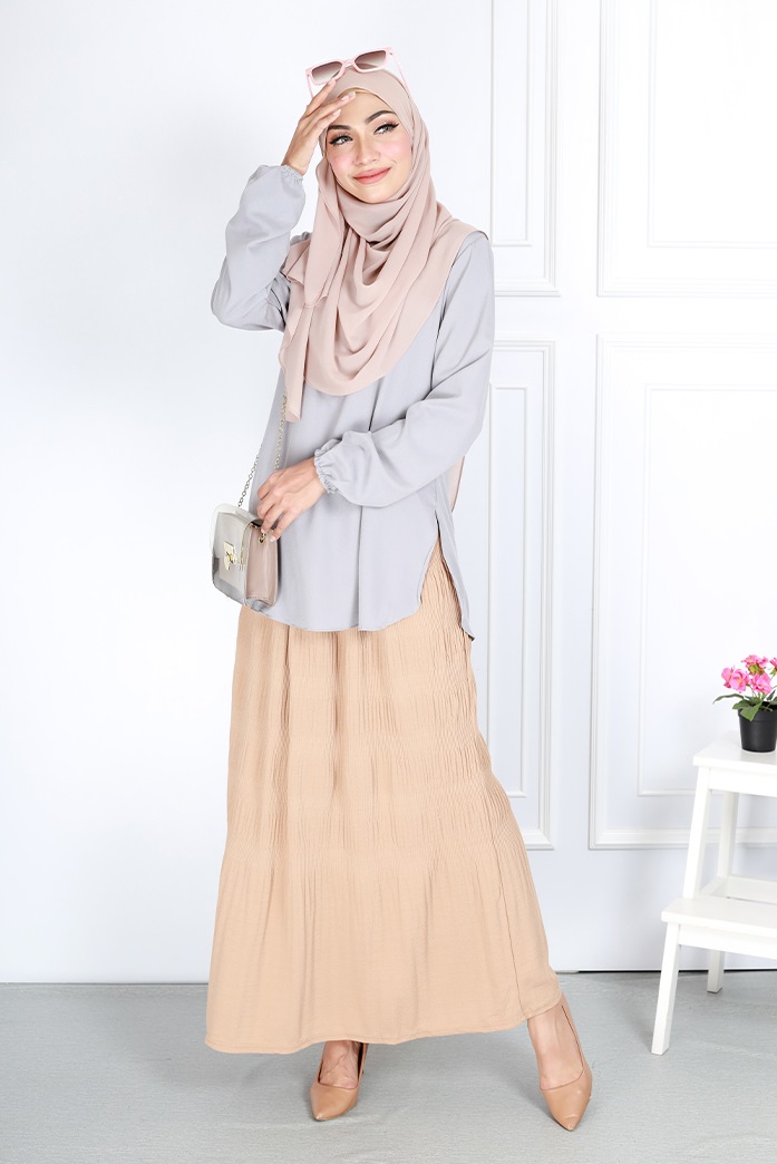 QA-758 WOMEN'S LONG SKIRT KHAKI