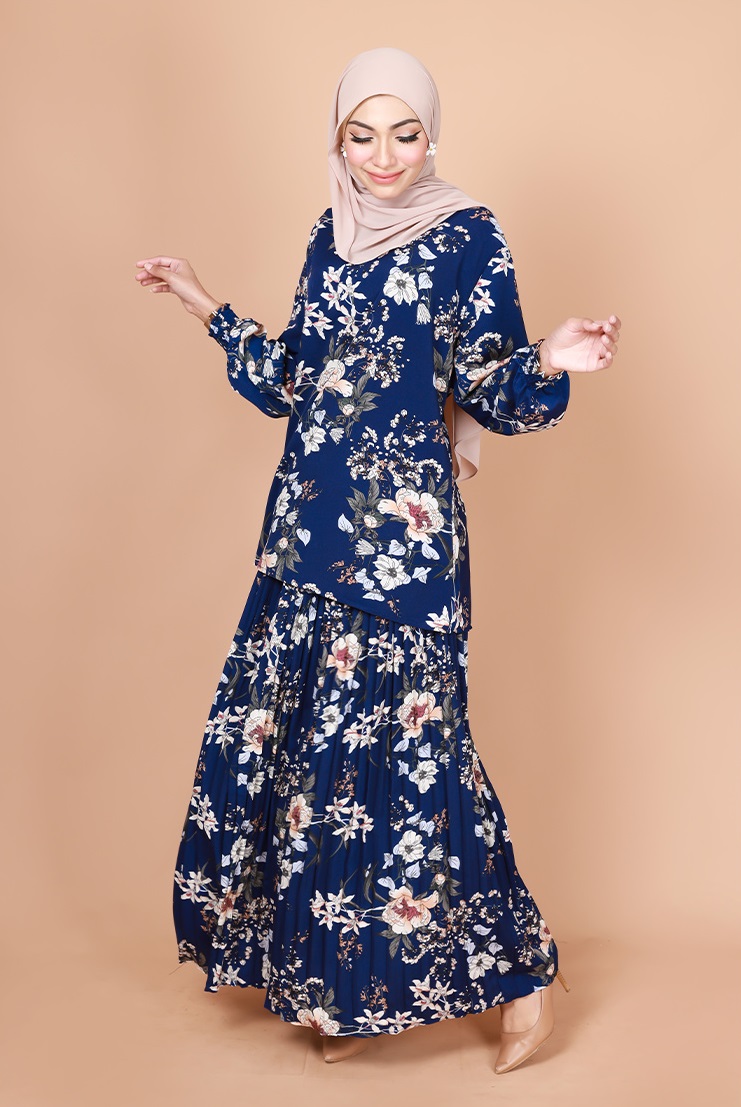 QA-764 FLORAL PRINTED SET WEAR BLUE