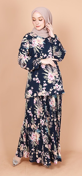 QA-765 TROPICAL PRINTED SET WEAR NAVY BLUE