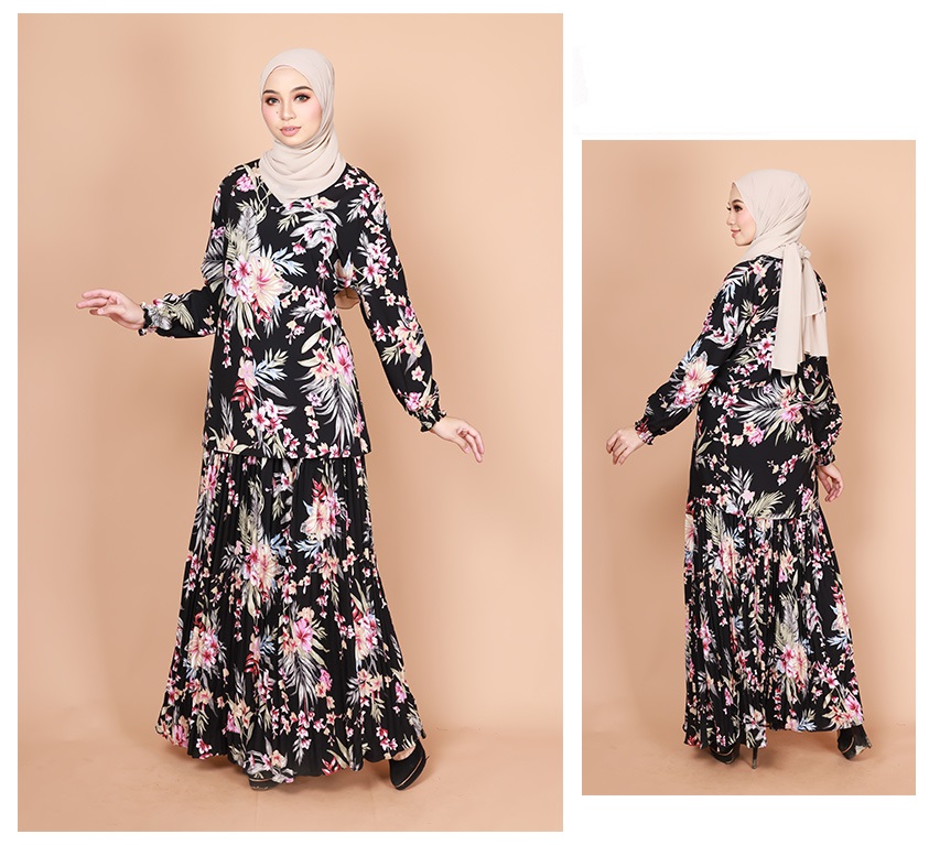 QA-765 TROPICAL PRINTED SET WEAR BLACK