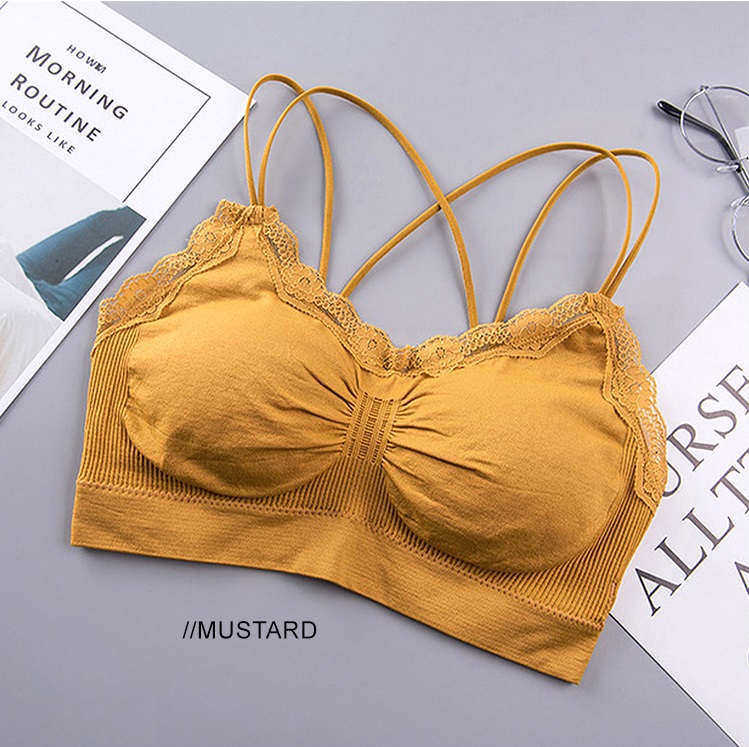 QA-767 CROSS TUBE BRA MUSTARD