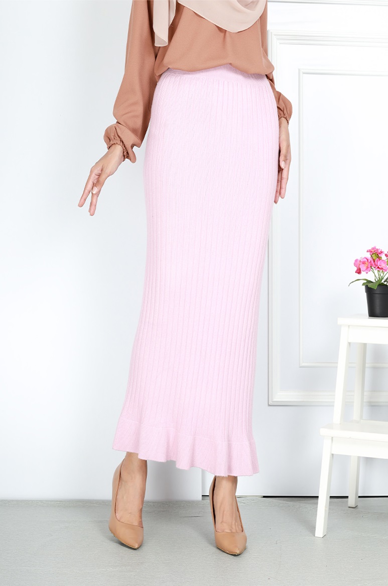 QA-769 KNITTED LONG SKIRT PINK