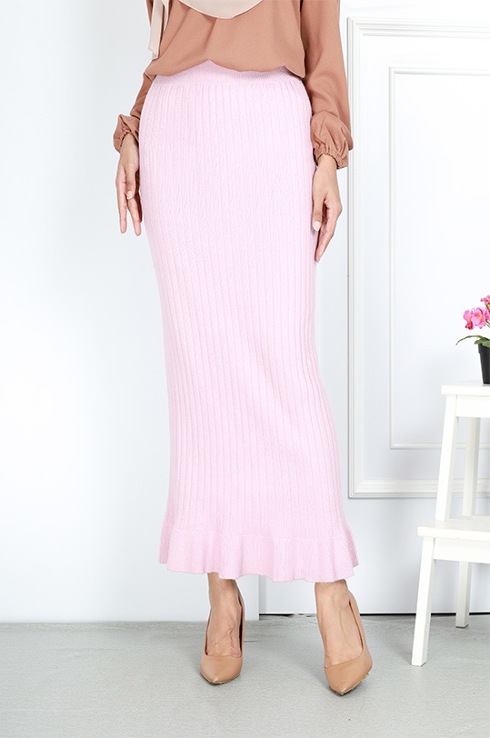 QA-769 KNITTED LONG SKIRT PINK