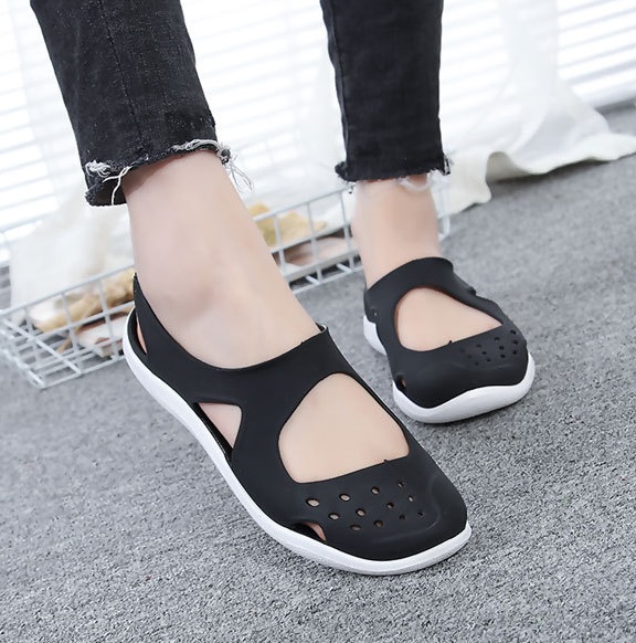 QA-773 SLIP ON FLAT SANDAL BLACK