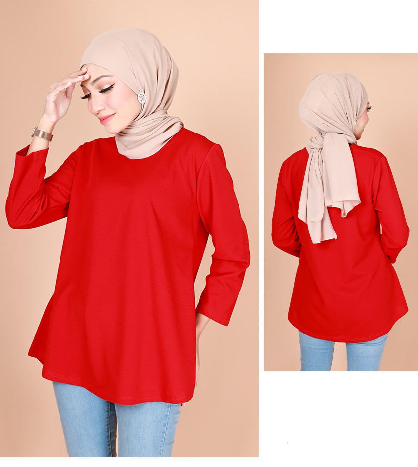 QA-774 PUTRI PEPLUM BLOUSE RED