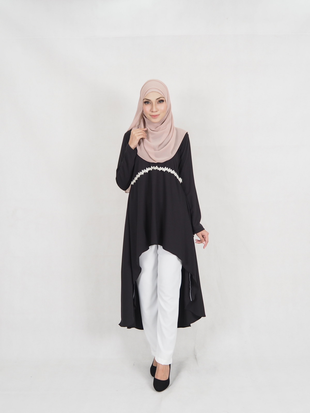 SW5327 STYLISH MODERN BLOUSE + PANTS BLACK