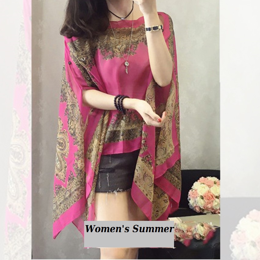 KW80752 Summer Batik Shawl Hot Pink